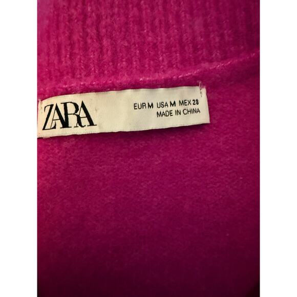 ZARA Barbie Hot Pink V-Neck Sweater, Size Medium - Picture 5 of 6
